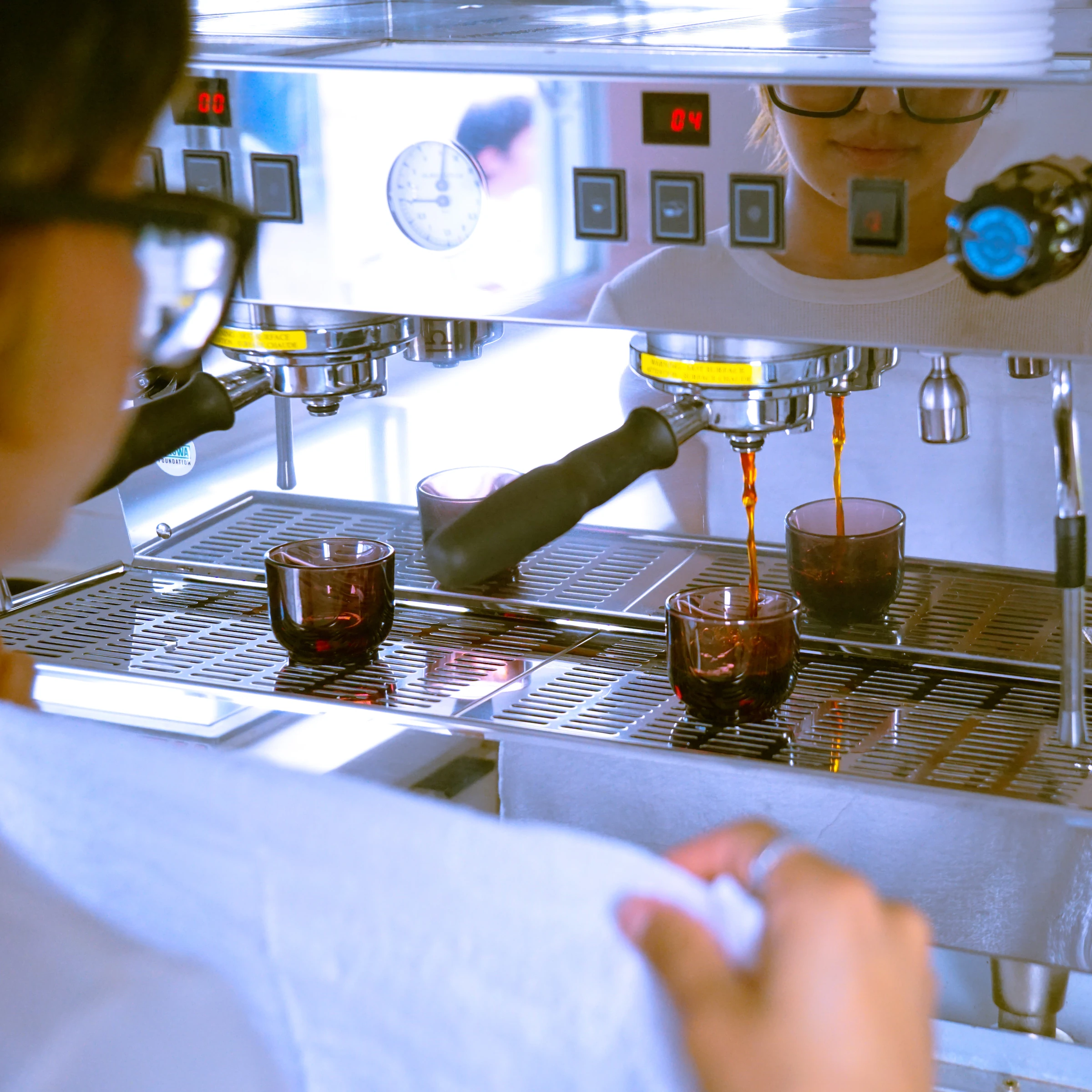 Close-up of the La Marzocco espresso machine on the A Mi Manera trailer